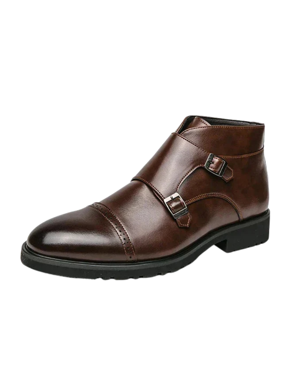 Buckle Closure Leather Boots