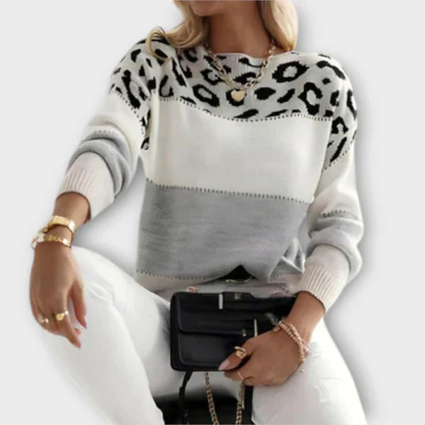 Sandra - Animal Print Knit Sweater