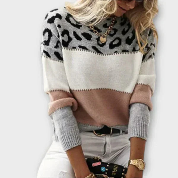 Sandra - Animal Print Knit Sweater