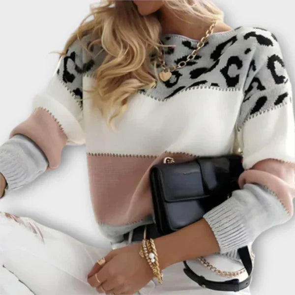 Sandra - Animal Print Knit Sweater