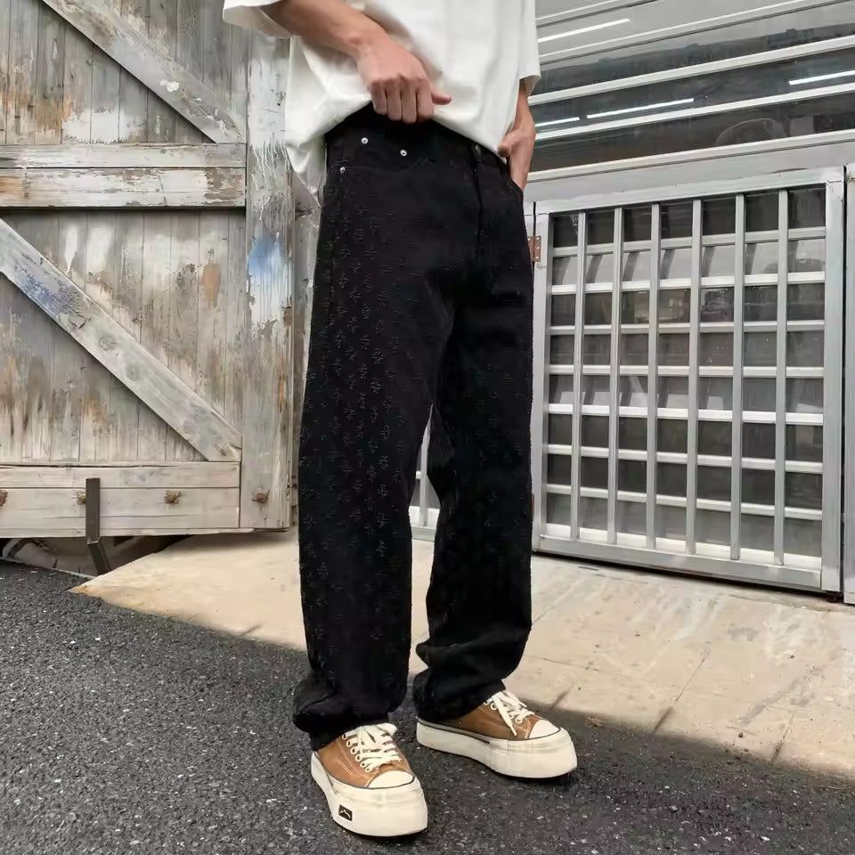 Jacquard Denim Pants