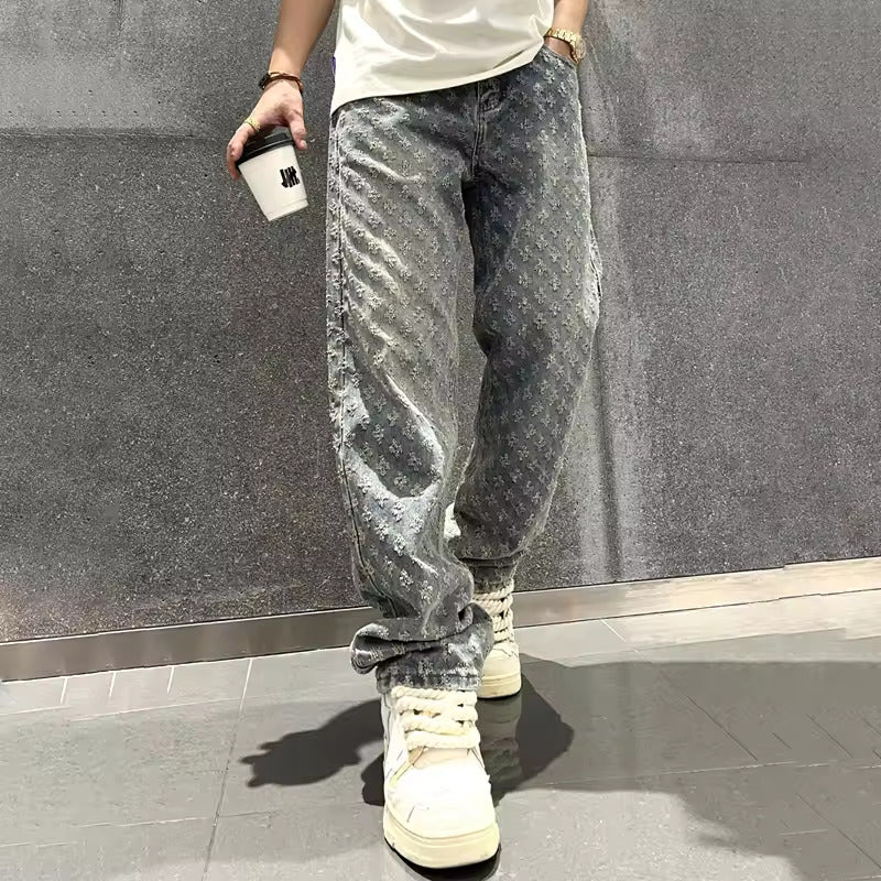 Jacquard Denim Pants