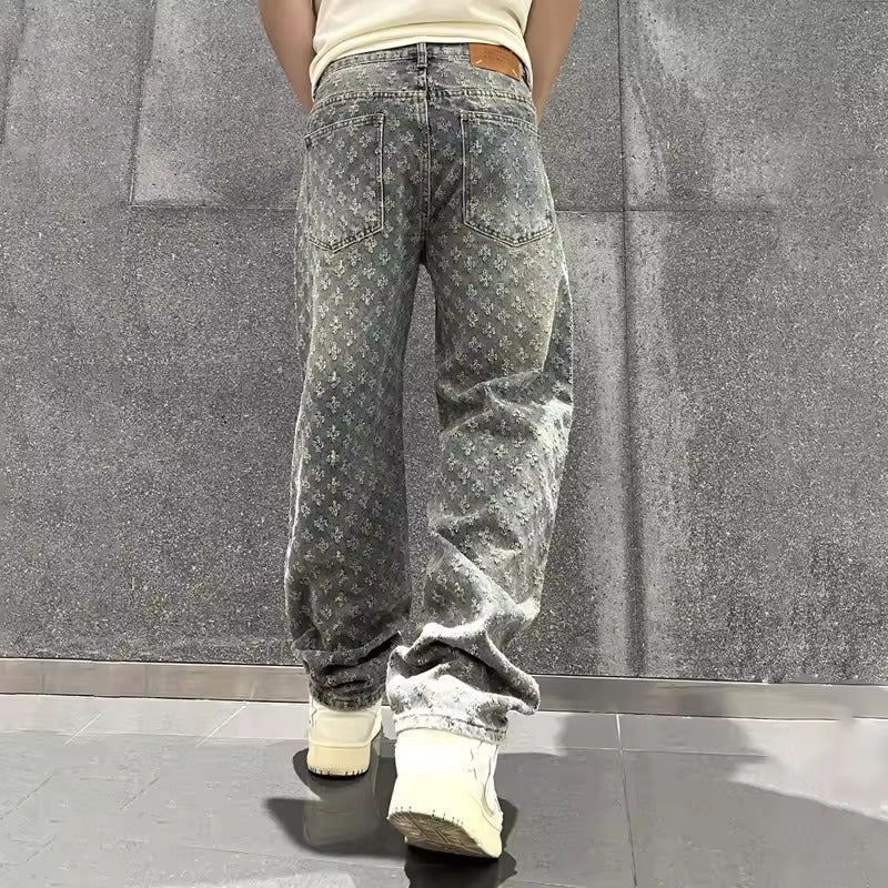 Jacquard Denim Pants