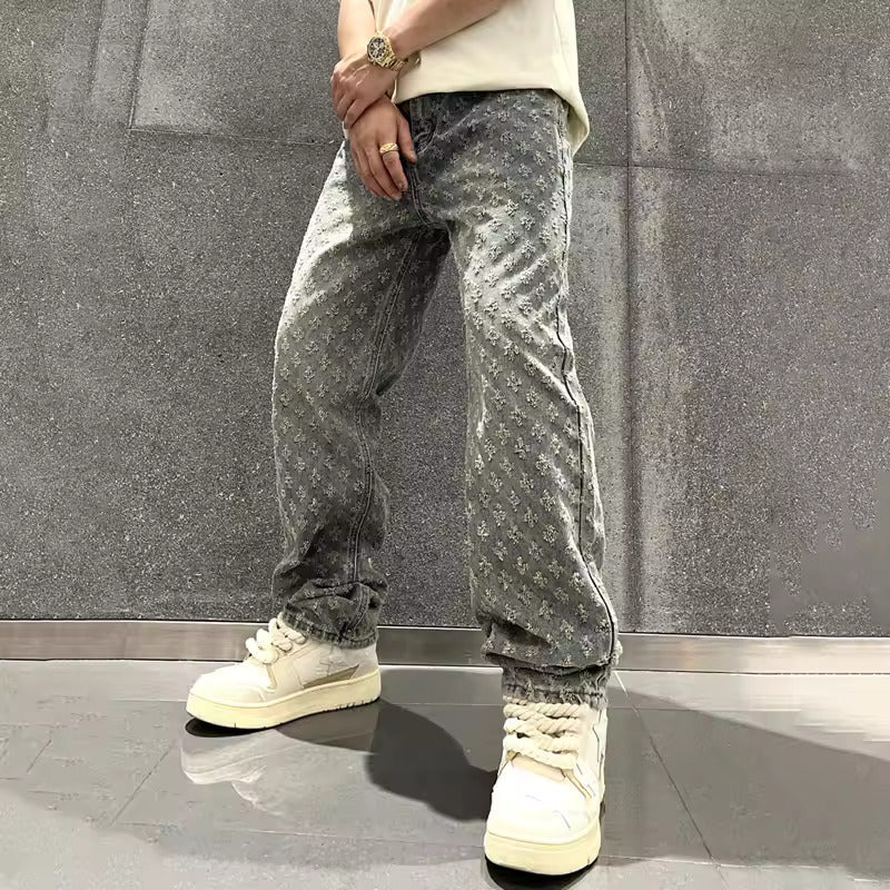 Jacquard Denim Pants
