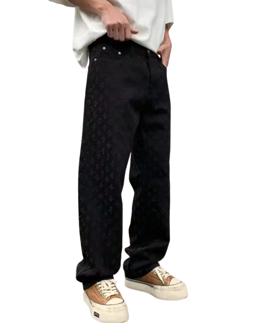 Jacquard Denim Pants