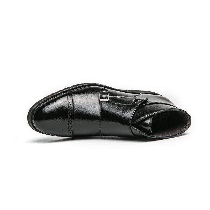 Buckle Closure Leather Boots