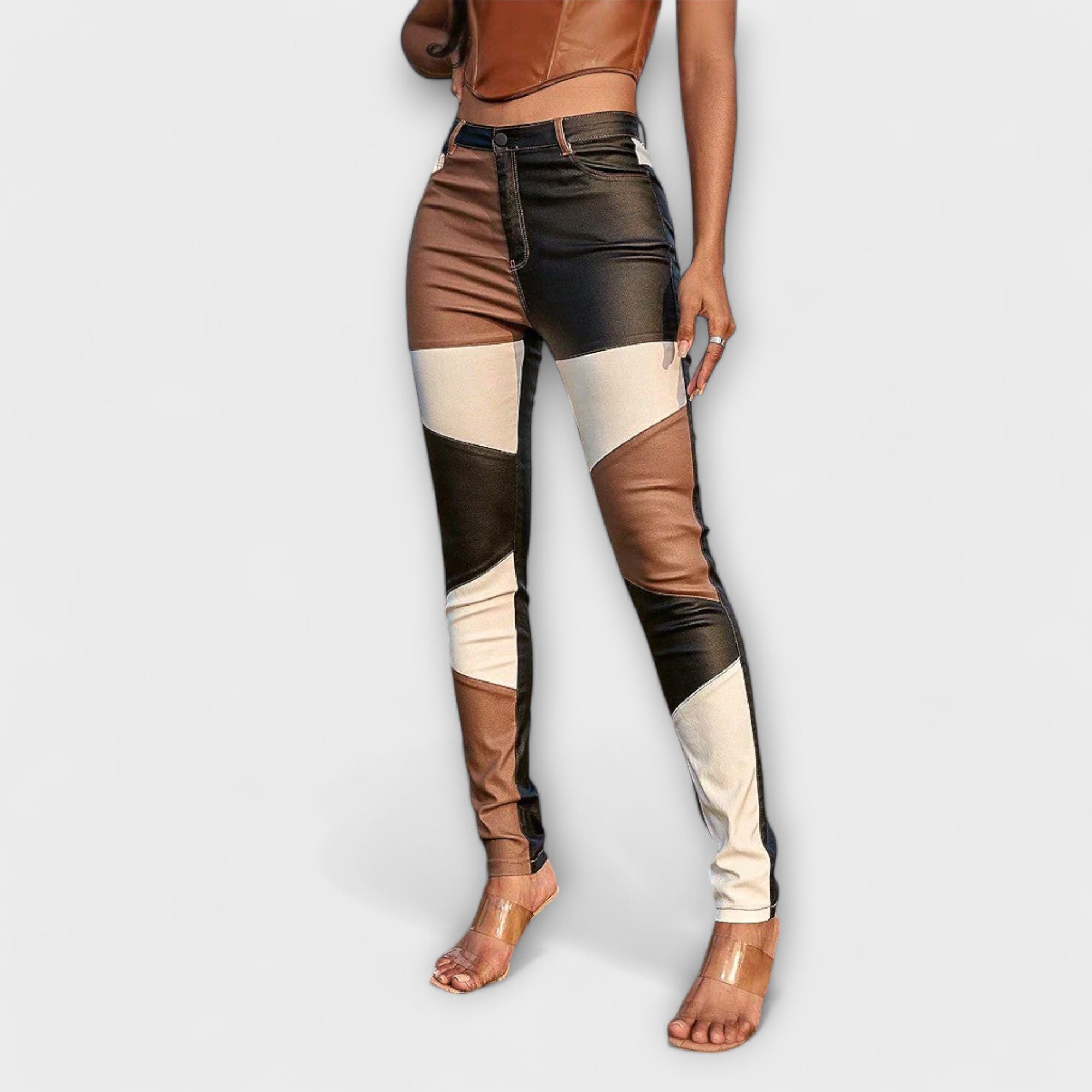 Amélia - Color Block Patterned Tube Pants