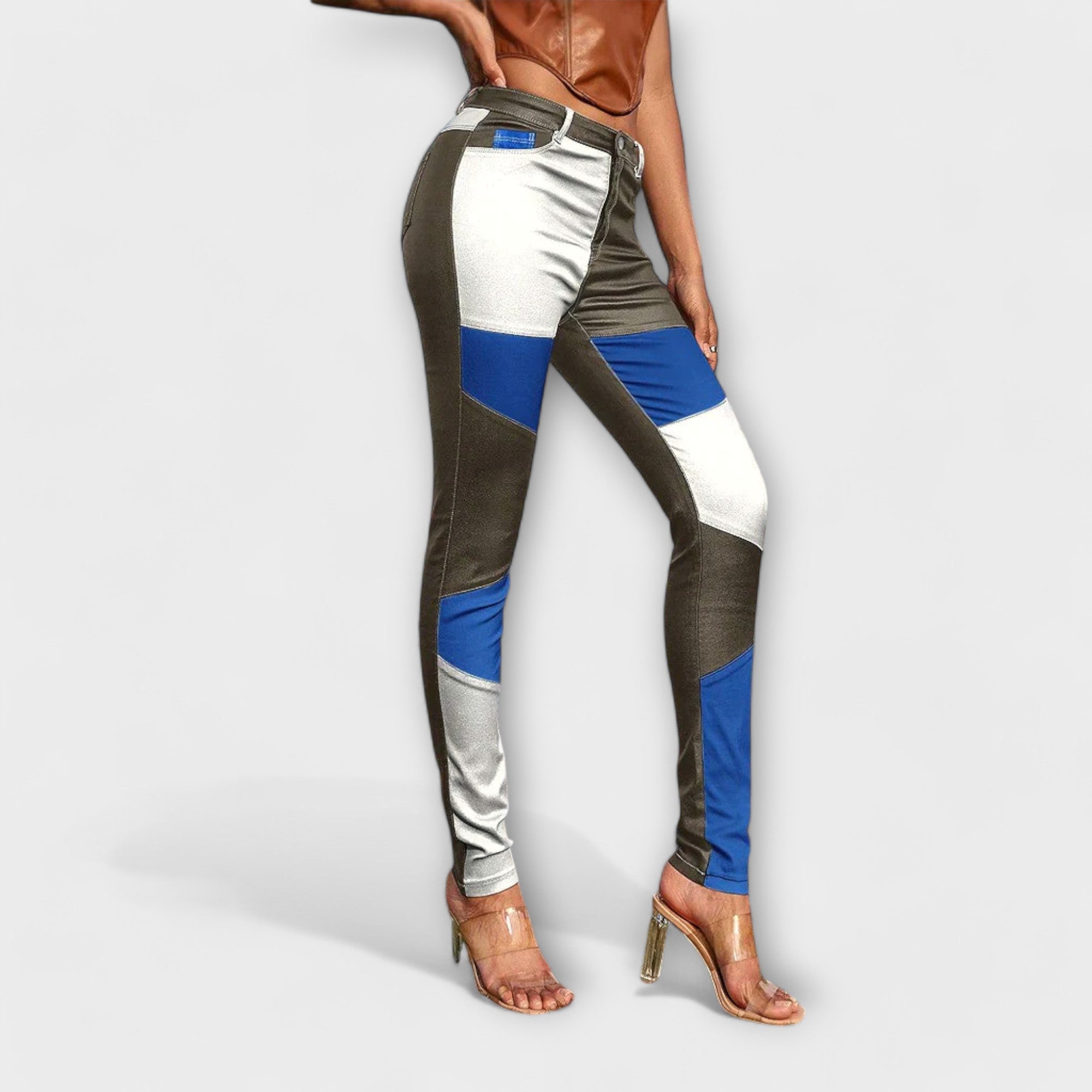 Amélia - Color Block Patterned Tube Pants